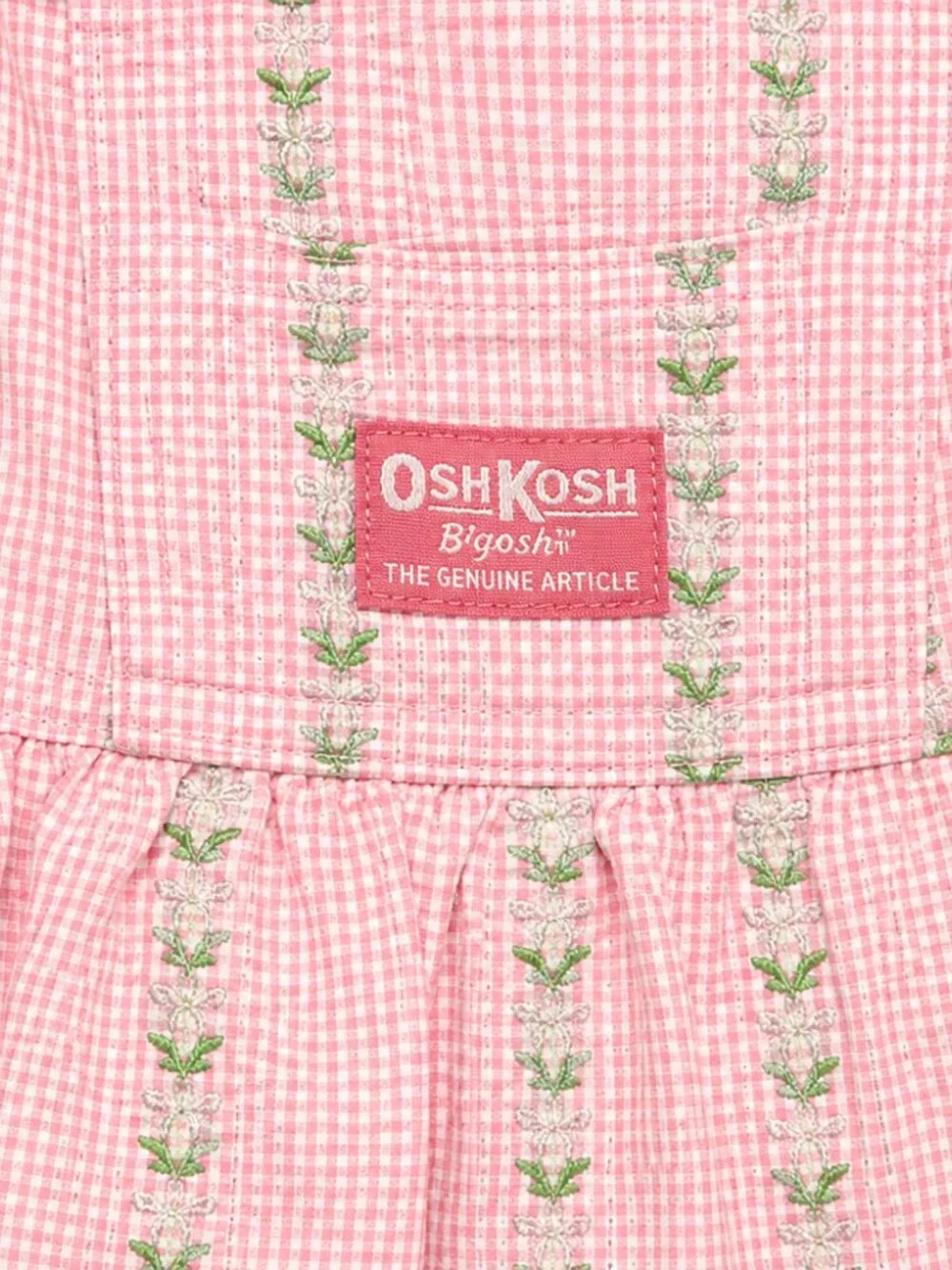 Vintage OshKosh Overalls 3T Pink Gingham Embroidered USA Made